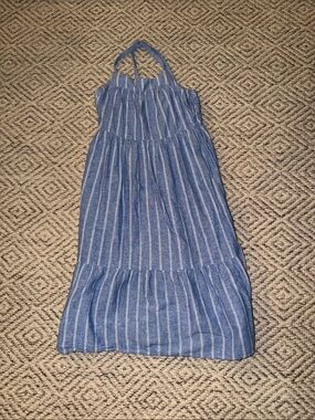 Cat & Jack Blue and White Striped Halter Maxi Dress
